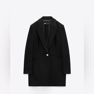 Zara Women's Black Blazer with Gold Button